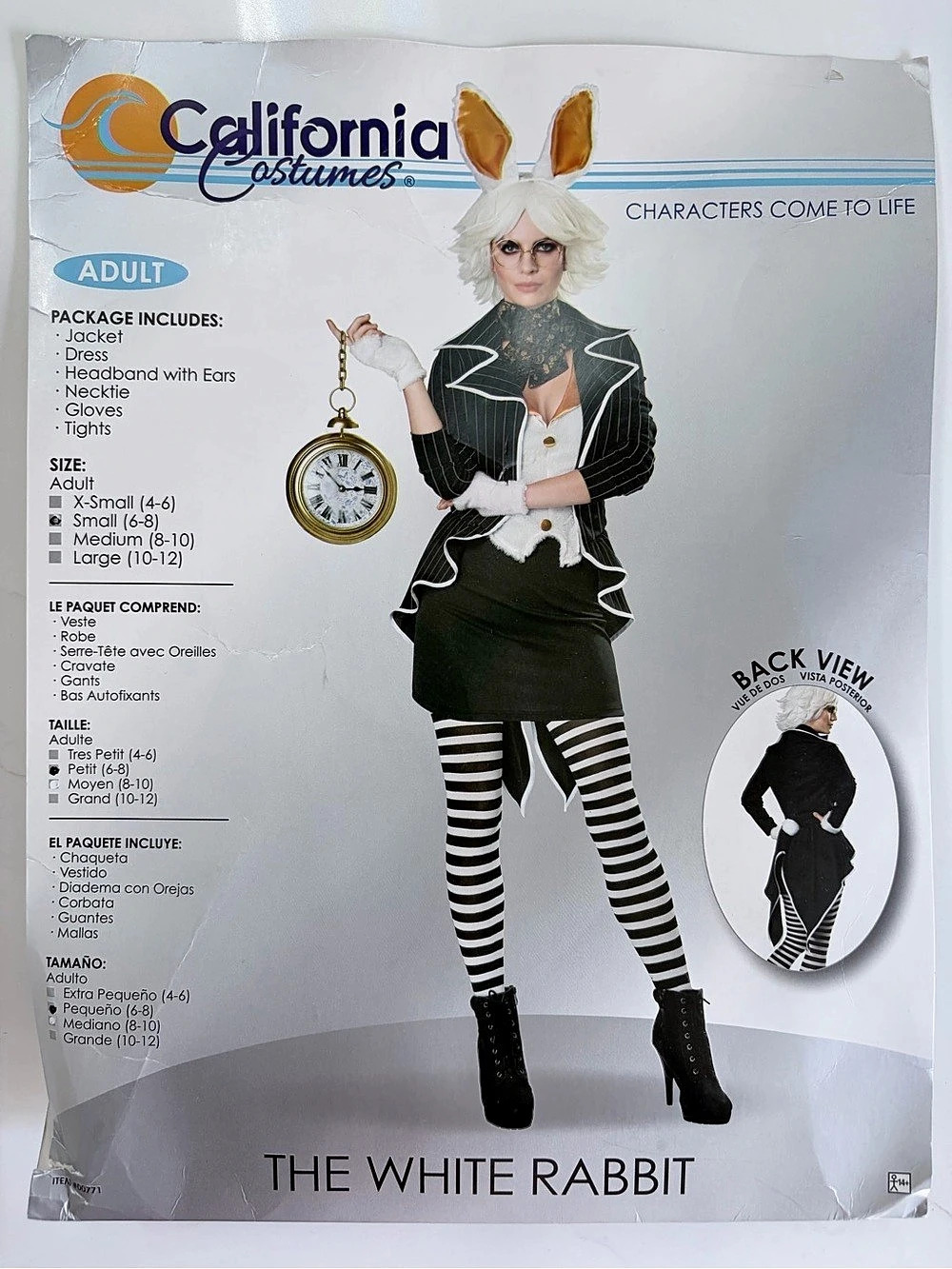 California Costumes The White Rabbit White Rabbit Costume Size Small (6-8) with